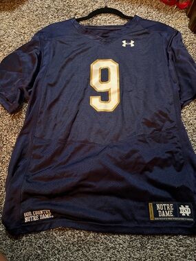 Under Armour Navy and Gold Notre Dame Football Jersey #9